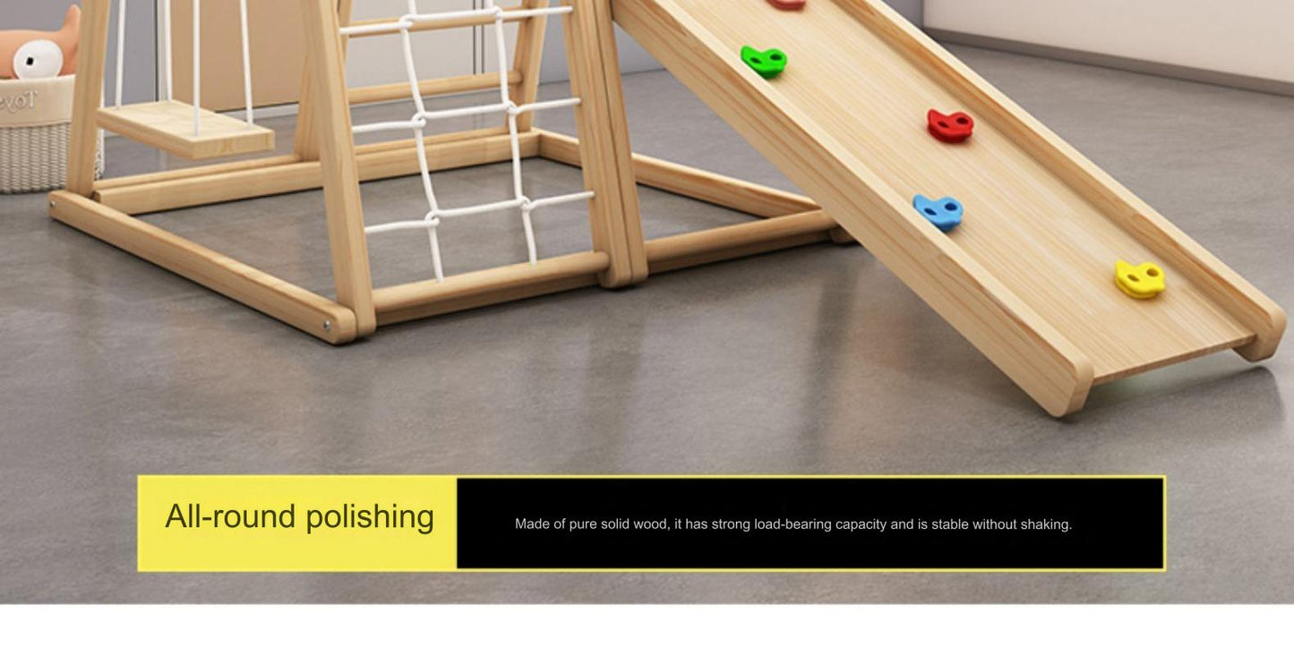 Solid Wood Kids' Climbing and Sliding Playset-3