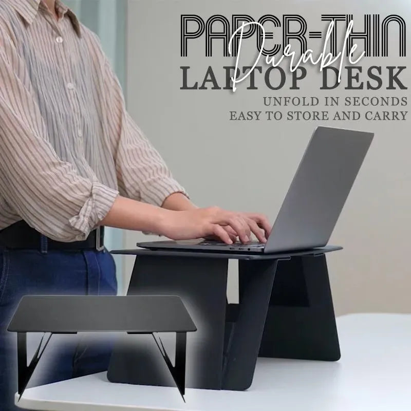 Portable Laptop Desk Stand: Foldable & Adjustable, Ideal for Bed, Couch, Office - Black-3