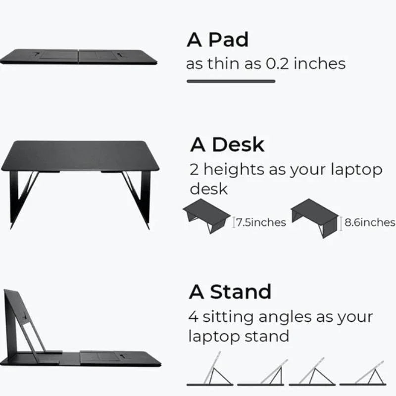 Portable Laptop Desk Stand: Foldable & Adjustable, Ideal for Bed, Couch, Office - Black-2