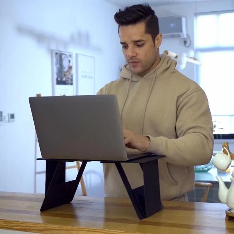 Portable Laptop Desk Stand: Foldable & Adjustable, Ideal for Bed, Couch, Office - Black-4