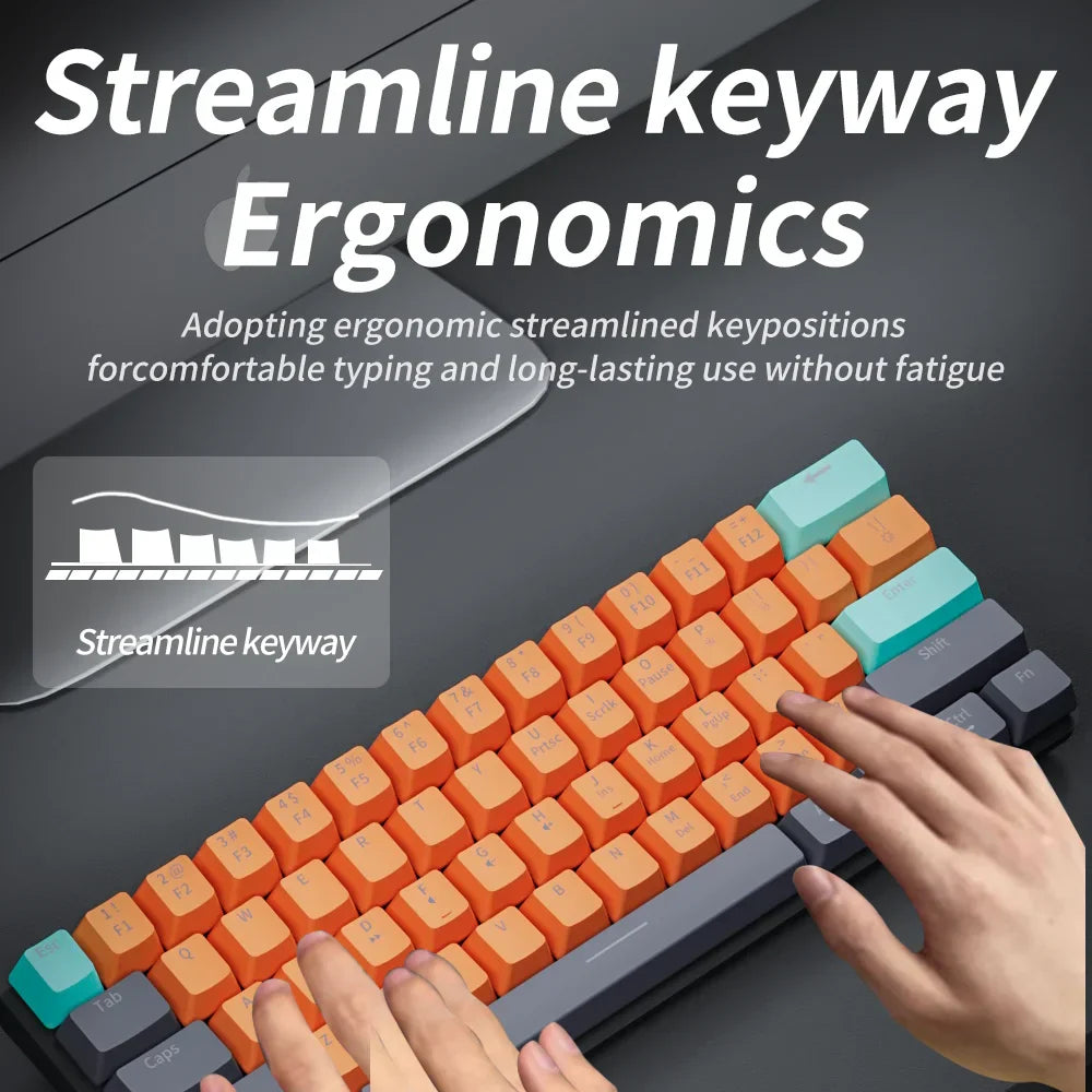 USB Mini Mechanical Gaming Keyboard 61 Key Red Switch-3
