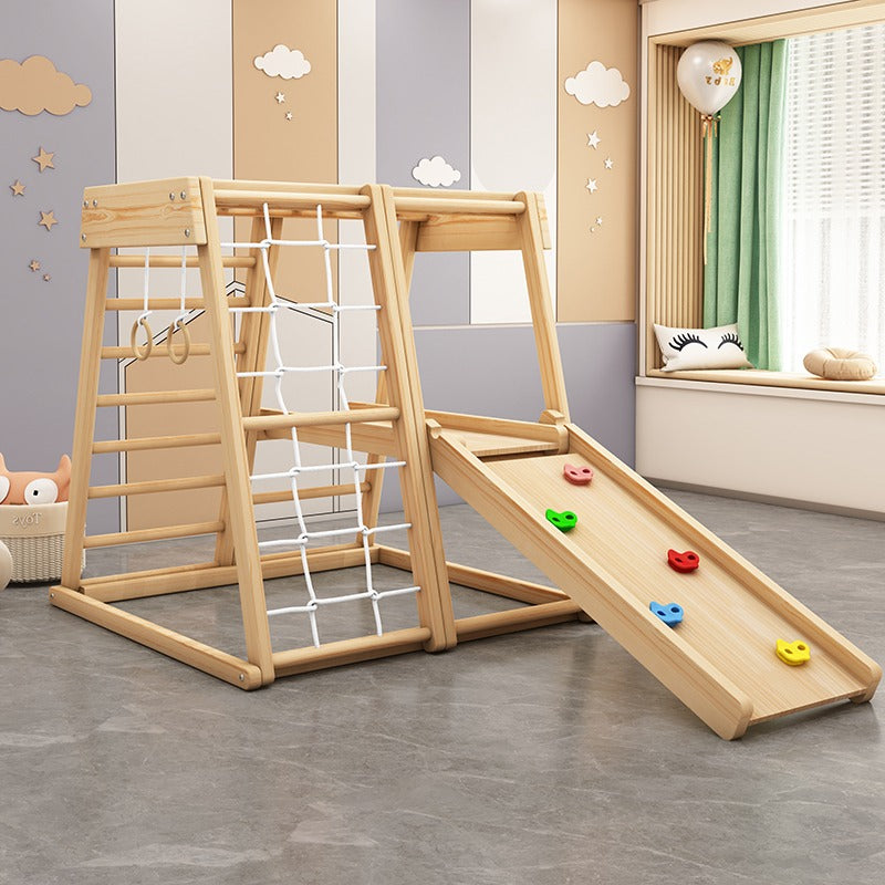 Solid Wood Kids' Climbing and Sliding Playset-2