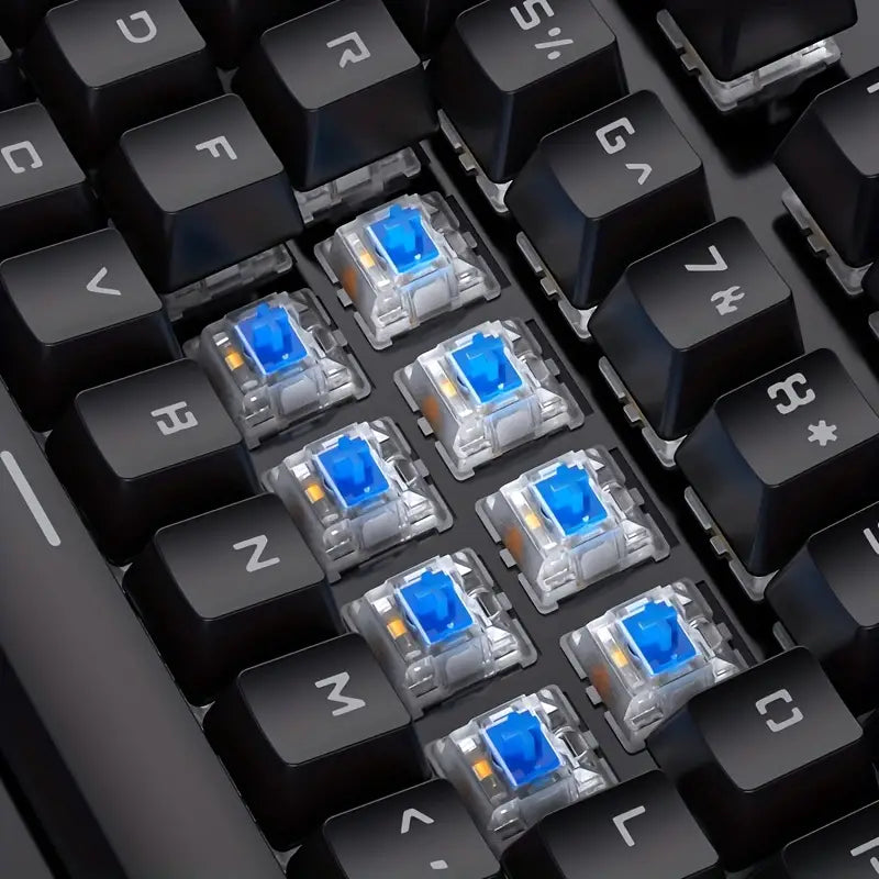 Caller Mechanical Keyboard - 104 Keys, Green Axis, Backlit, Wired USB, Black [Green Axis]-4