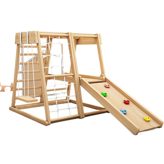 Solid Wood Kids' Climbing and Sliding Playset-0