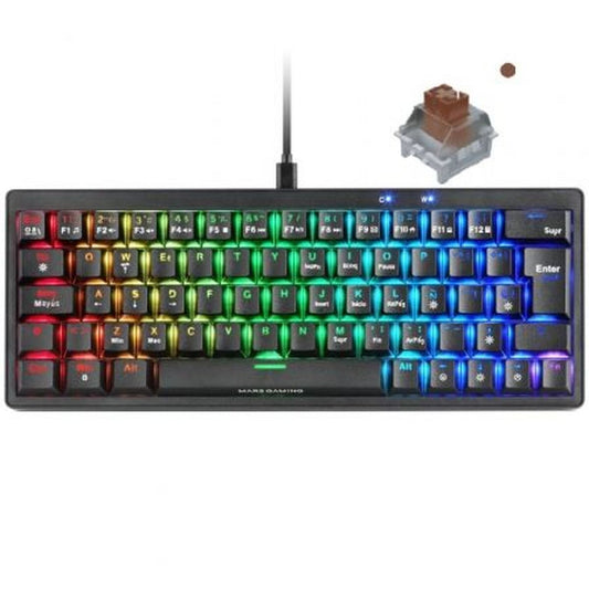 Gaming Keyboard Mars Gaming MKMINIPROBRES Black Qwerty US-1