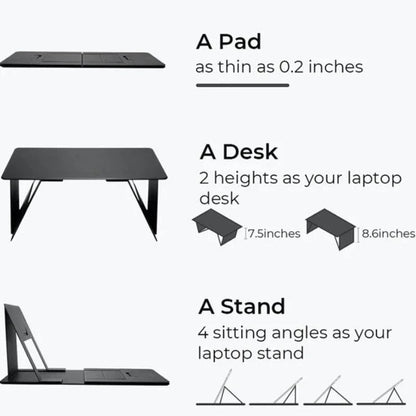 Portable Laptop Desk Stand: Foldable & Adjustable, Ideal for Bed, Couch, Office - Black-2