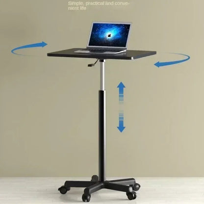 Adjustable Height Movable Laptop Desk with Pulley - Versatile Bedside & Office Table-3