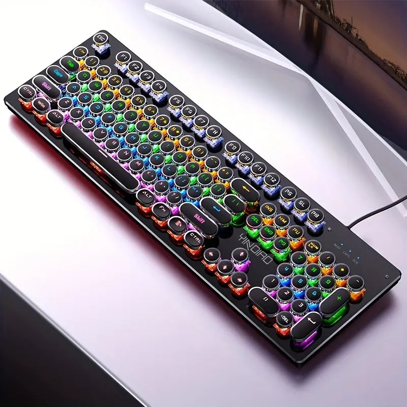 Caller Mechanical Keyboard - 104 Keys, Green Axis, Backlit, Wired USB, Black [Green Axis]-3